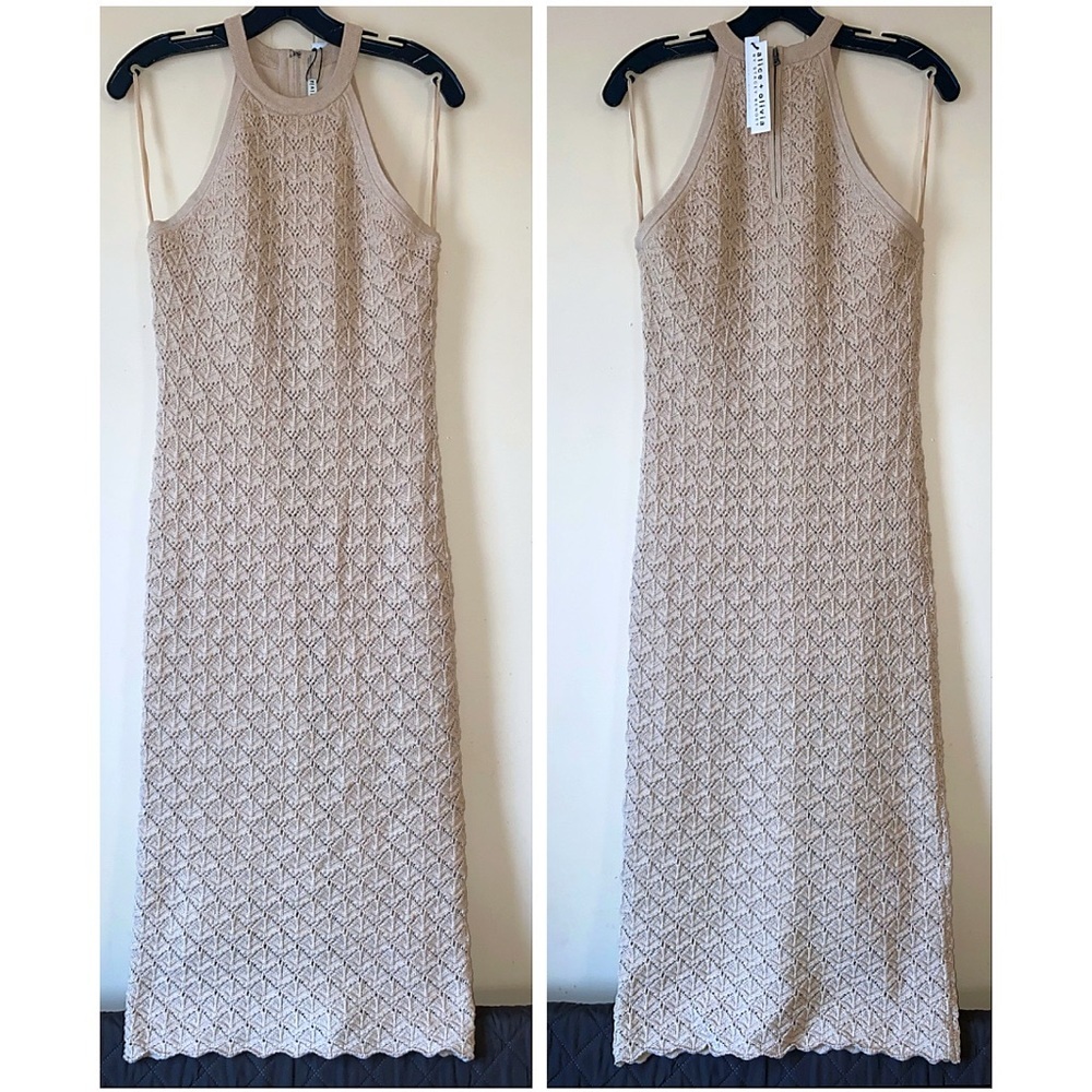 Alice + Olivia Lulu Wool Blend Halter Knitted Midi Dress - Picture 9 of 16